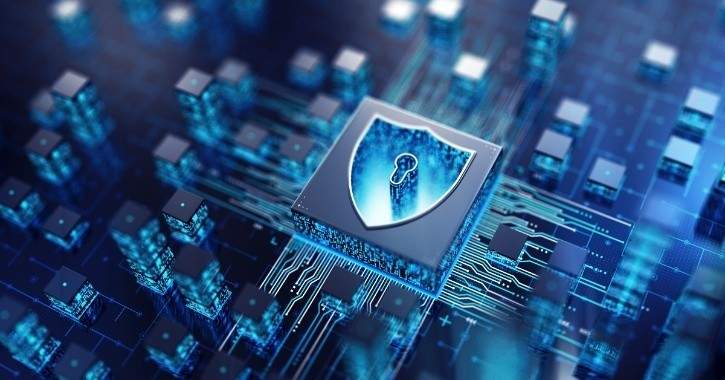 Blue shield on blue background